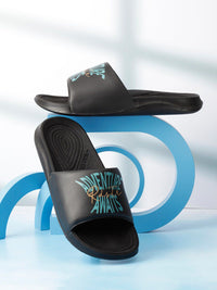 Thumbnail for Roadster The Lifestyle Co. Men Black Printed Slider Flip Flops