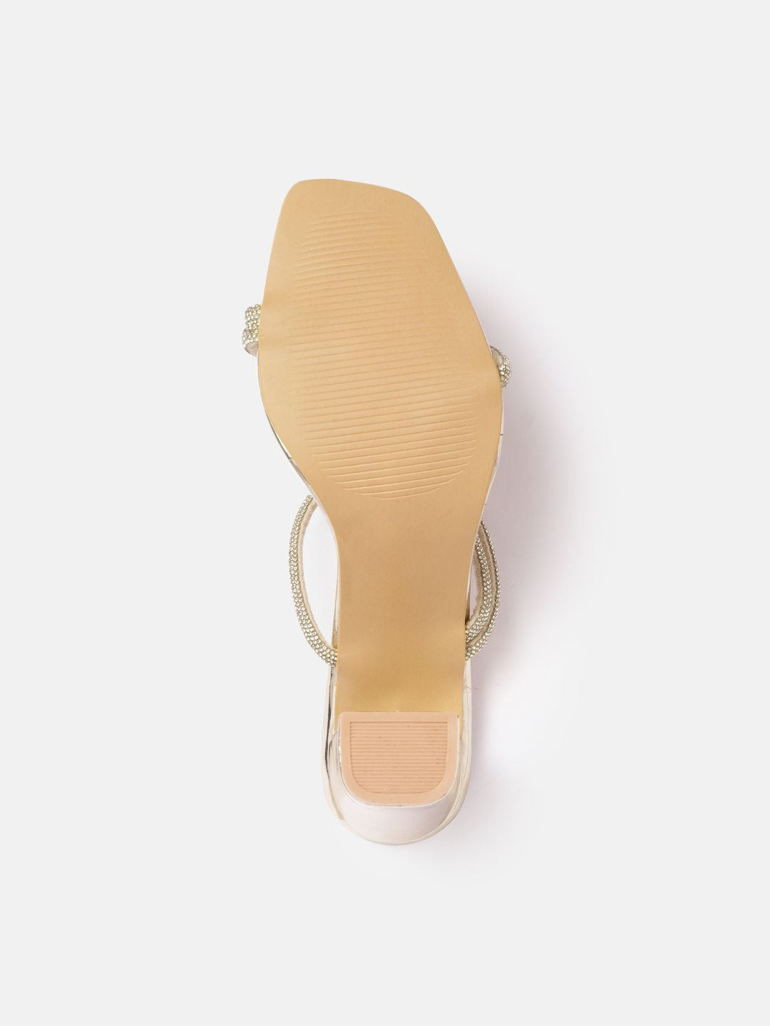 ELLE Gold-Toned Embellished Block Heels