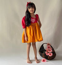 Thumbnail for ArthLife Raspberry Pink And Orange Partywear Dress - Distacart