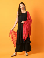 Thumbnail for Myshka Women's Black Solid Anarkali Party Kurta Set With Dupatta - Distacart