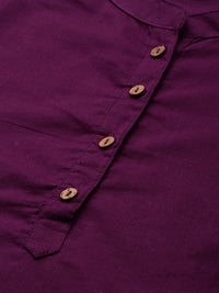 Thumbnail for Anouk Women Purple Solid Regular Pure Cotton Kurta with Trousers - Distacart