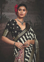 Thumbnail for Joban Fashion Multicolor Art Silk With Fine Viscose Border Ajrak Full Body Print With Soft Finish Saree