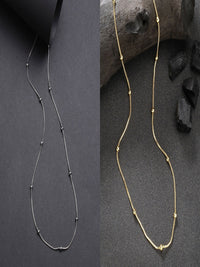 Thumbnail for NVR Women's Set of 2 Silver & Gold Rhodium-Plated Minimal Chain