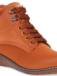 Thumbnail for Roadster The Lifestyle Co. Women Tan Brown Mid Top Wedges Regular Boots