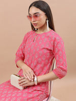 Thumbnail for Vishudh Floral Printed Pure Cotton Regular Kurta with Palazzos - Distacart