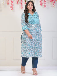 Thumbnail for Swasti Plus Size Floral Printed Pure Cotton Kurta