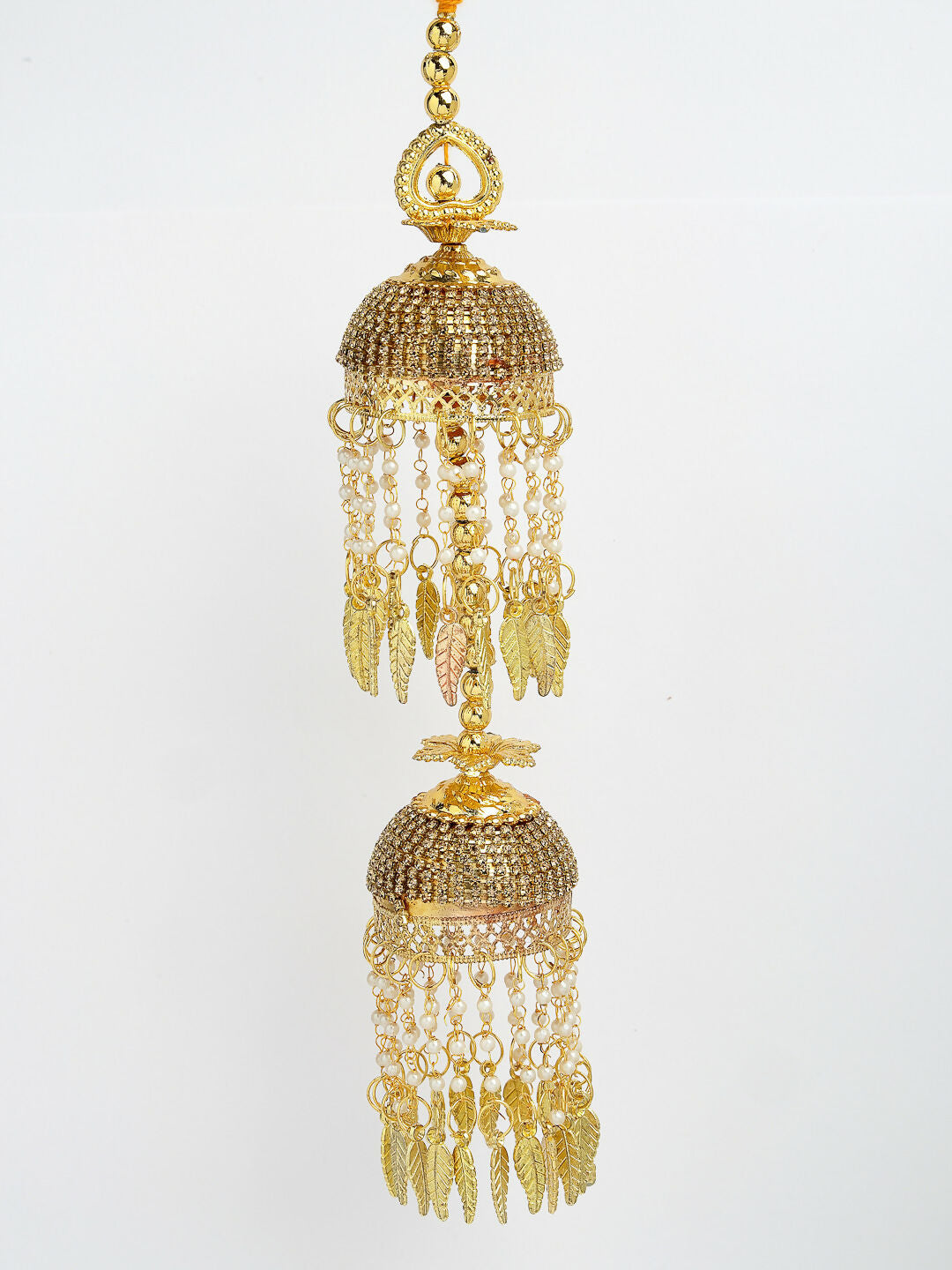 NVR Women's Pack Of 2 Gold- Plated Stone Studded Bridal Layered Kaleera Sets