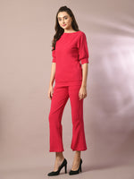 Thumbnail for Myshka Women's Pink Solid Party Parallel Trousers - Distacart