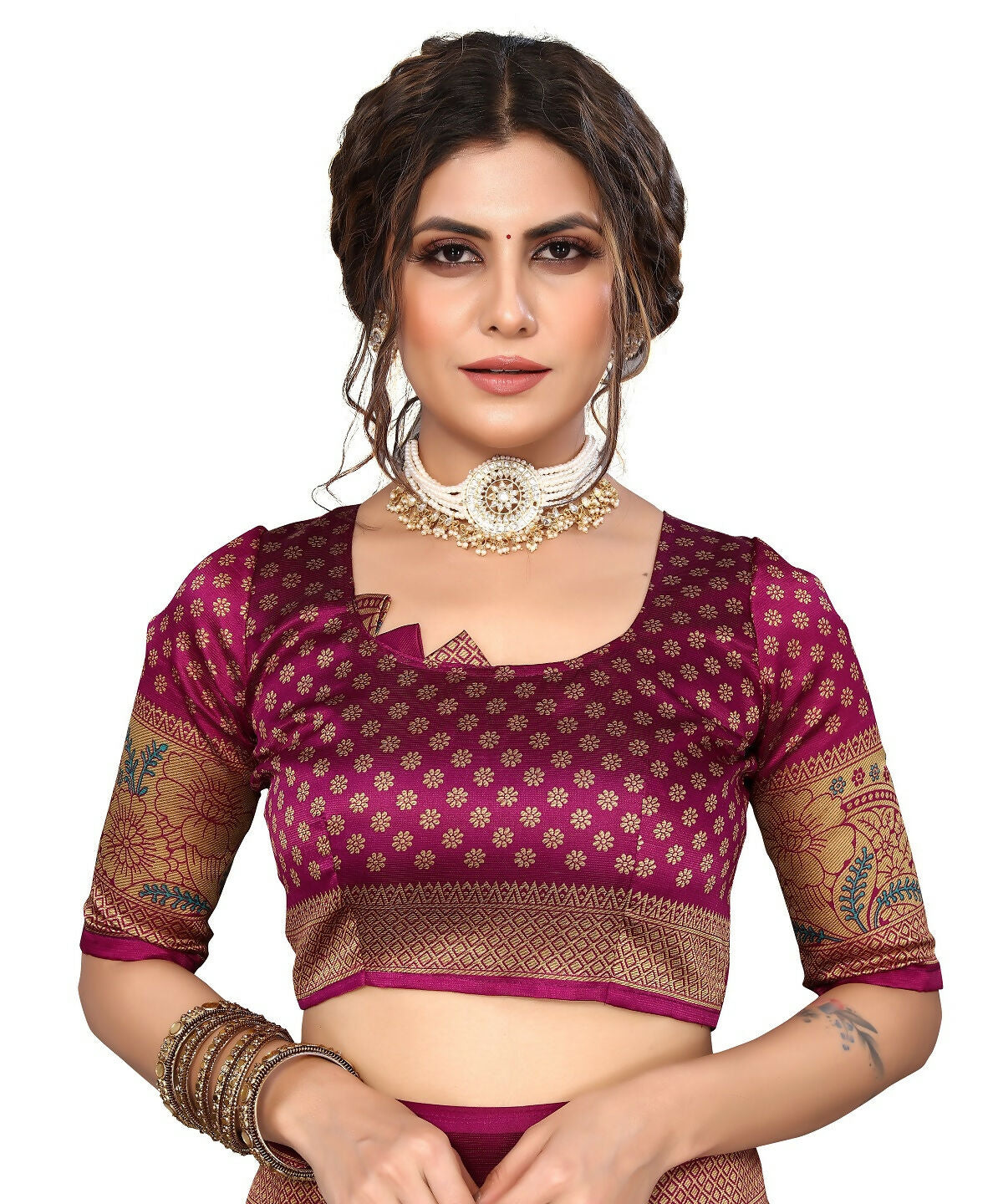 Vamika white & purple Printed Art Silk Saree - Distacart