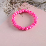 Thumbnail for NVR Men & Women Pink Marble Crystal Beaded Elasticated Bracelet - Distacart