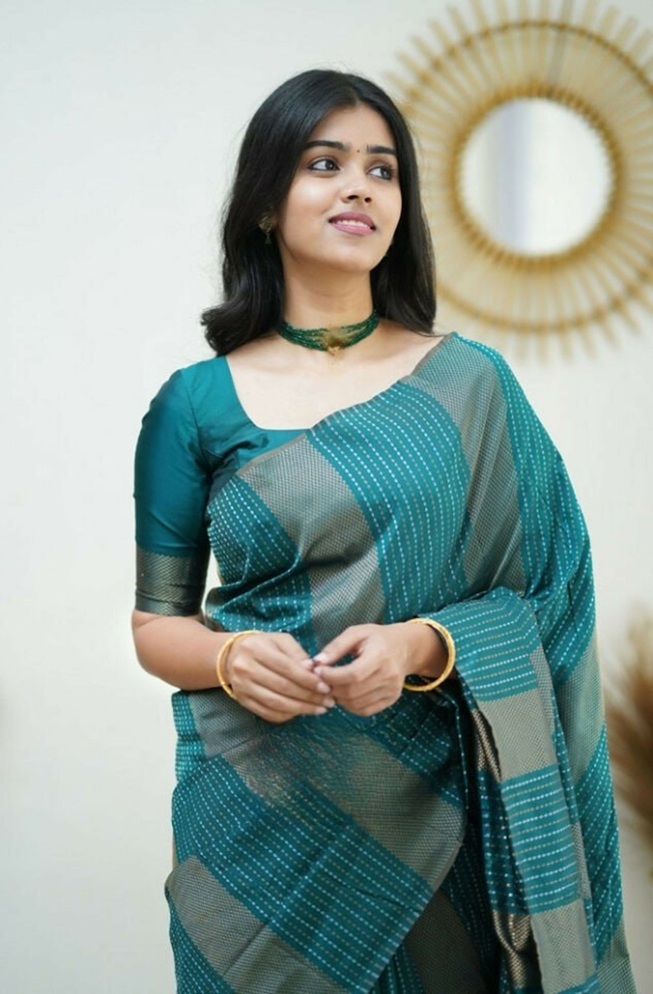 Partywear Designer Morpich Banarasi Silk Fancy Saree - Starwalk - Distacart