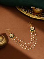 Thumbnail for Ruby Raang Gold Green Meenakari & Pearl Hair Jewelry