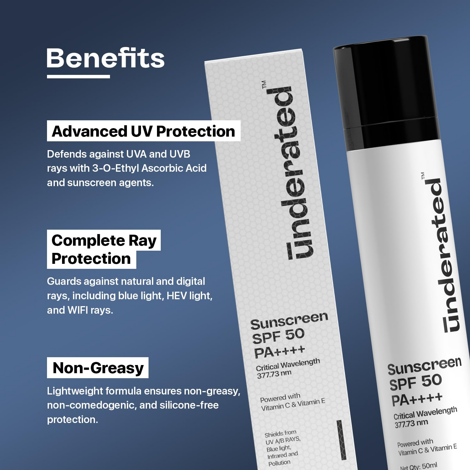 Underated Sunscreen SPF 50 PA++++ - Distacart