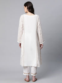Thumbnail for Ahalyaa Women Off White Colour Pure Cotton Printed Kurta Pant Set - Distacart