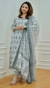 Thumbnail for NOZ2TOZ Women White Printed Viscose Rayon Kurta And Pant Set
