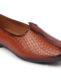 Thumbnail for FAUSTO Men Tan Brown Light Weight Patent Leather Mojaris