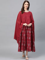 Thumbnail for AURELIA Printed Cape Maxi Cotton Dress - Distacart