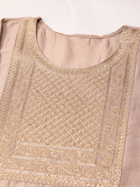 Thumbnail for Ode by House of Pataudi Yoke Design Regular Thread Work Kurta with Trousers & With Dupatta