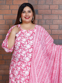 Thumbnail for Swasti Women Floral Printed Regular Sequinned Pure Cotton Kurta with Trousers & With Dupatta