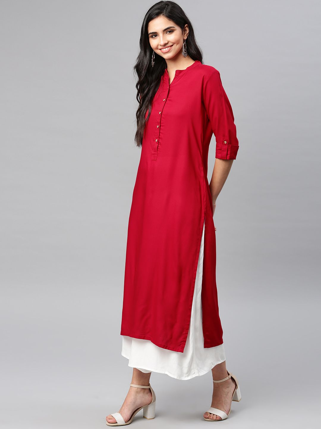 Vishudh Women Red Solid Straight Kurta - Distacart