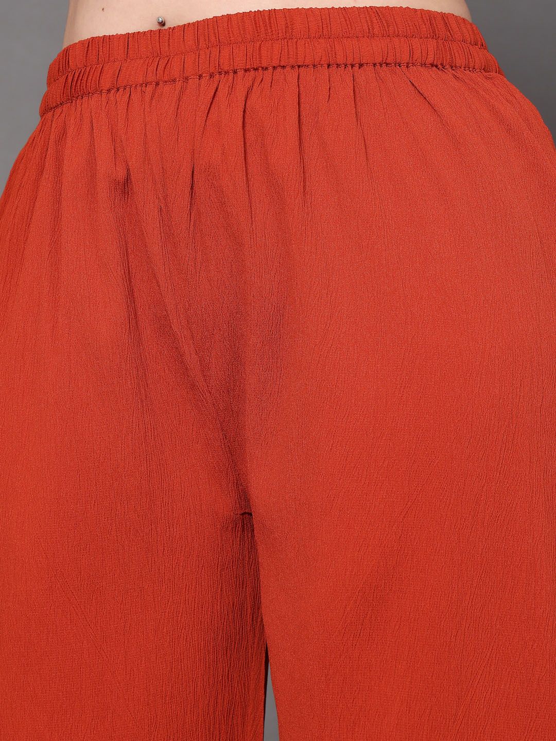 Sztori Plus Size V Neck Regular Silk Crepe Straight Kurta with Trousers - Distacart