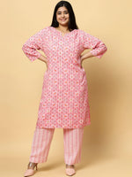 Thumbnail for Sztori Plus Size Ethnic Motifs Printed Pure Cotton Kurta & Trouser - Distacart