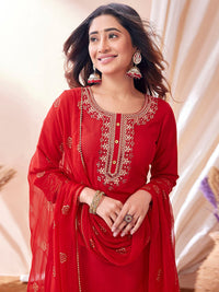 Thumbnail for Kalini Floral Embroidered Regular Foil Printed Sequined Kurta With Trousers & Dupatta - Distacart
