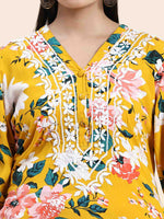 Thumbnail for HOUSE OF KARI Floral Printed Chikankari Regular Straight Pure Cotton Kurta with Trousers - Distacart