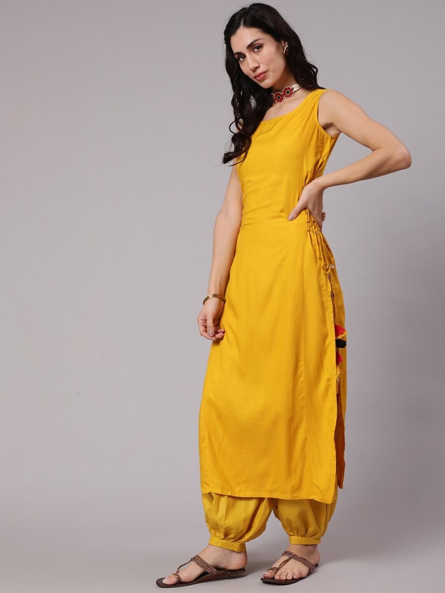 Aks Sleeveless High-Slit Kurta - Distacart