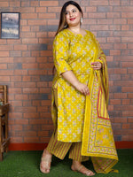 Thumbnail for Swasti Women Printed Regular Sequinned Pure Cotton Kurta with Trousers & With Dupatta - Distacart