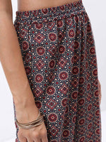 Thumbnail for Vishudh Red & Blue Floral Printed Angrakha Kurta With Palazzos & Dupatta - Distacart