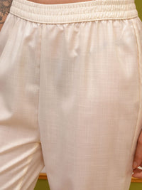 Thumbnail for Vishudh Cream Regular Thread Work Kurta with Trousers & With Dupatta