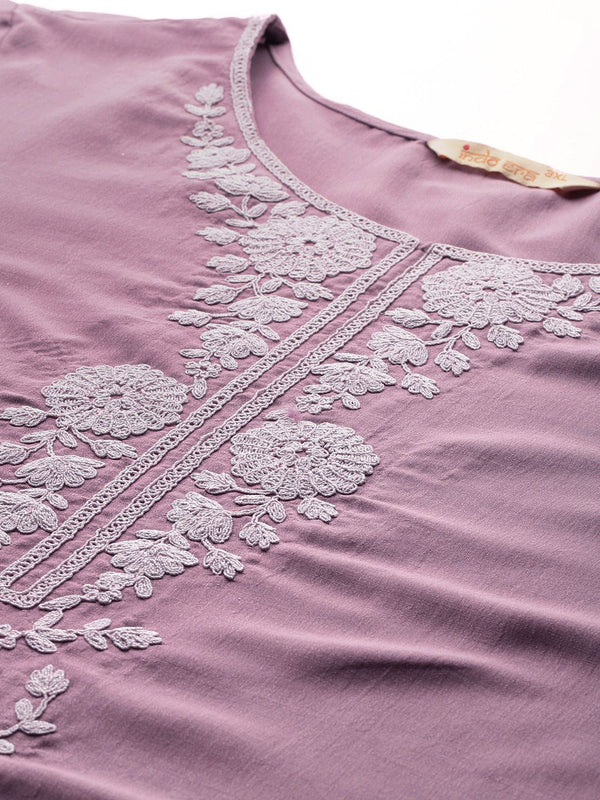 Indo Era Plus Size Floral Embroidered Thread Work Kurta With Trousers & Dupatta