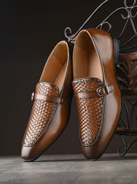 Thumbnail for House of Pataudi Men Textured Formal Loafers