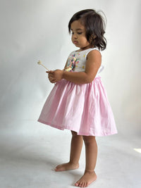 Thumbnail for ArthLife White And Pink Unicorn Embroidered Dress - Distacart