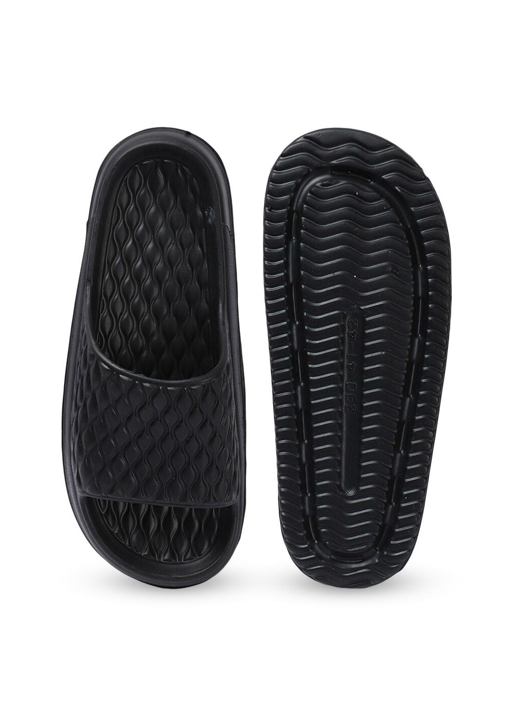Roadster The Lifestyle Co. Men Black Textured Lightweight Slider Flip Flops