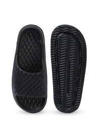 Thumbnail for Roadster The Lifestyle Co. Men Black Textured Lightweight Slider Flip Flops