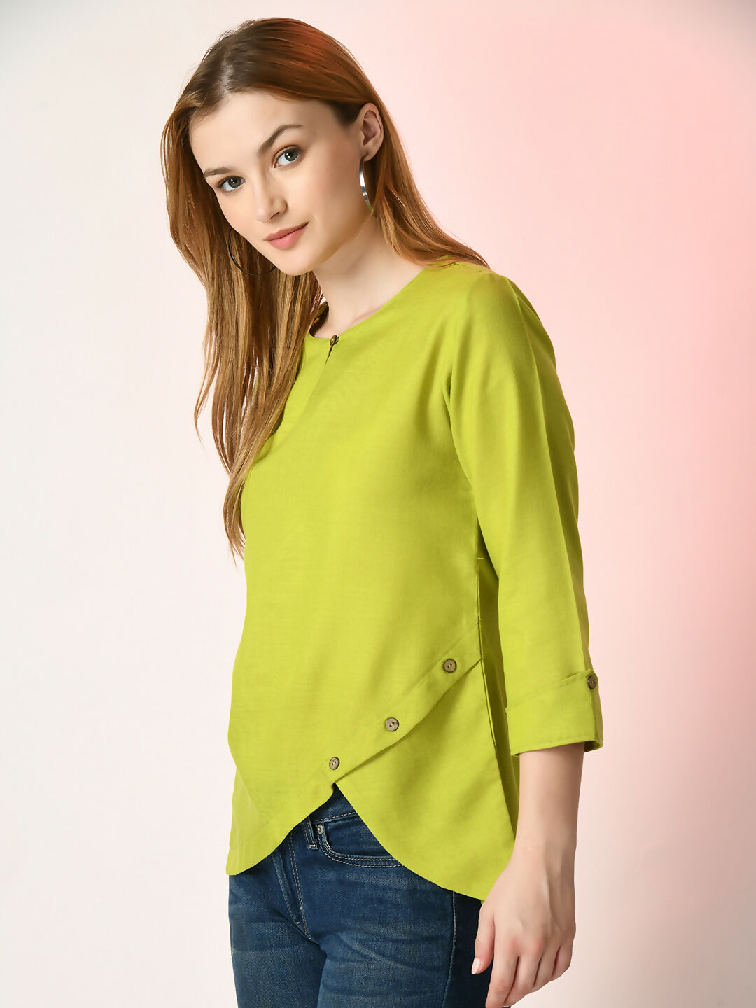Myshka Women's Green Solid Top - Distacart