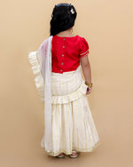 Thumbnail for Lil Drama Festive Girls Stylish Off White Lehenga with Red Choli and Dupatta Set - Distacart