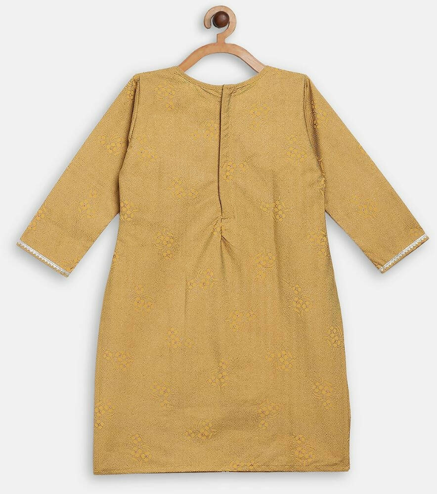 Ahalyaa Mustard Crepe Straight Kids Kurta Palazzo Set For Girls - Distacart