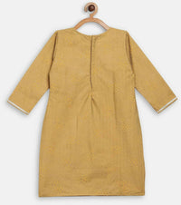 Thumbnail for Ahalyaa Mustard Crepe Straight Kids Kurta Palazzo Set For Girls - Distacart