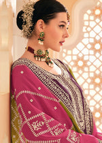 Thumbnail for Dazzling Wine Embroidered Chinnon Palazzo Salwar Kurta - Emponline - Distacart