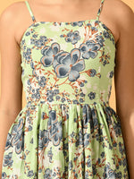 Thumbnail for Myshka Women's Lime Green Fit and Flare Party Dress - Distacart