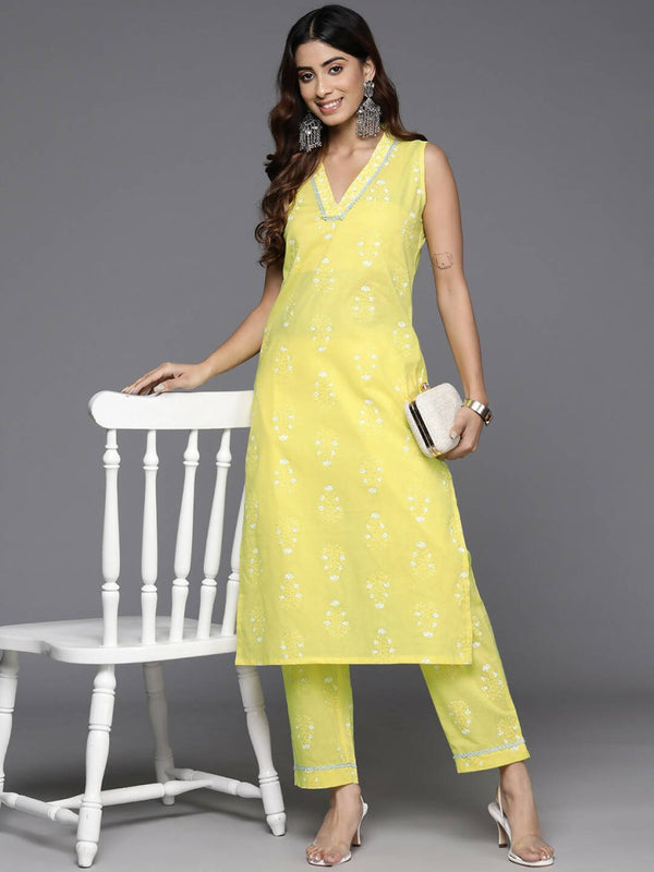 Ahalyaa Women's Traditional wear Kurta Set - Yellow - Distacart