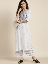 Thumbnail for Vishudh Women Off-White Printed Kurta with Palazzos