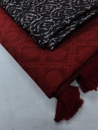 Thumbnail for Red Jute Silk Woven Design Saree with Unstitched Blouse - A2M