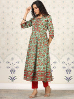Thumbnail for Ode by House of Pataudi Floral Printed Anarkali Kurta - Distacart