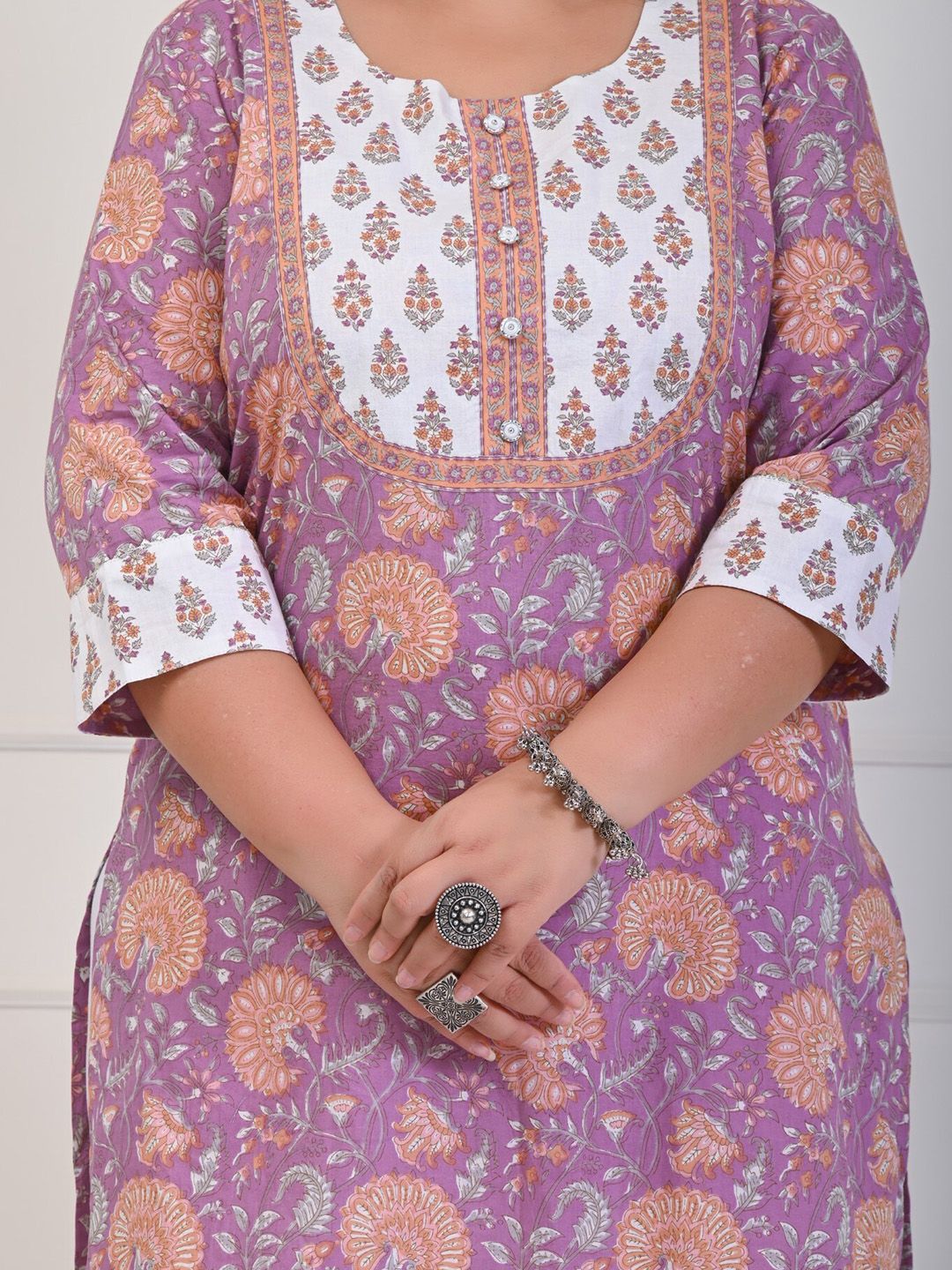 Swasti Plus Size Floral Printed Pure Cotton Kurta
