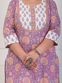 Thumbnail for Swasti Plus Size Floral Printed Pure Cotton Kurta