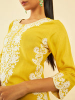 Thumbnail for Soch Floral Embroidered Regular Thread Work Kurta with Trousers - Distacart